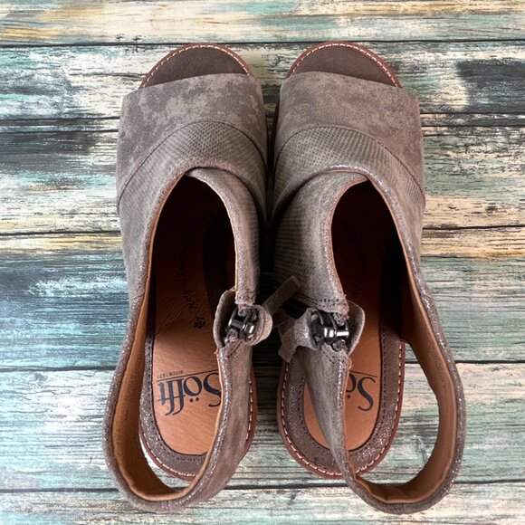 Sofft Slingback Sandal Womens 6M Gray Leather Dress Work Comfort Zip Up Open Toe - Picture 4 of 10